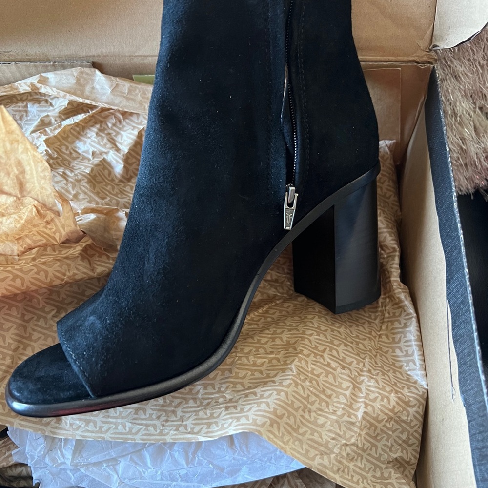 Frye open toe suede boot 8 1/2. Never worn